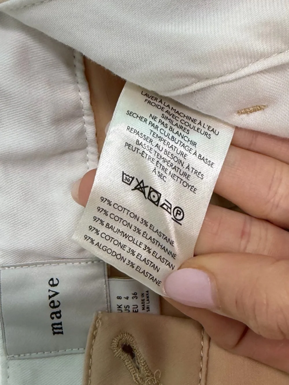 Anthropologie Maeve High Rise Curved Cropped Barrel Leg Chino Pants in Khaki - Picture 11 of 11